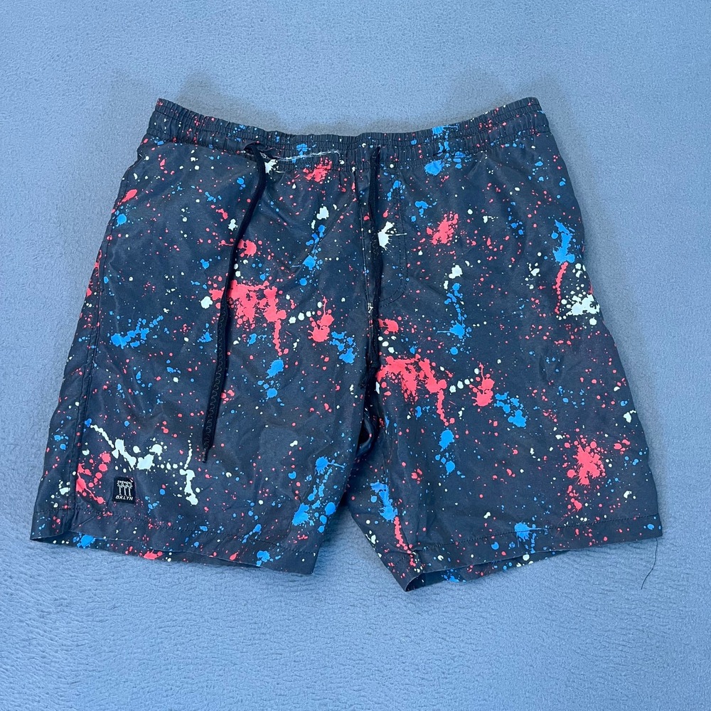 Brooklyn Cloth Mens Medium Paint Splatter Volley Swim RIP DRAWSTRING Multi Board